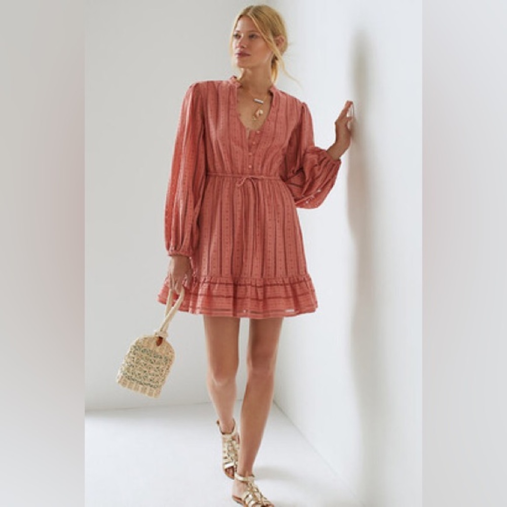 Anthropologie Rusty Rose Mini Dress